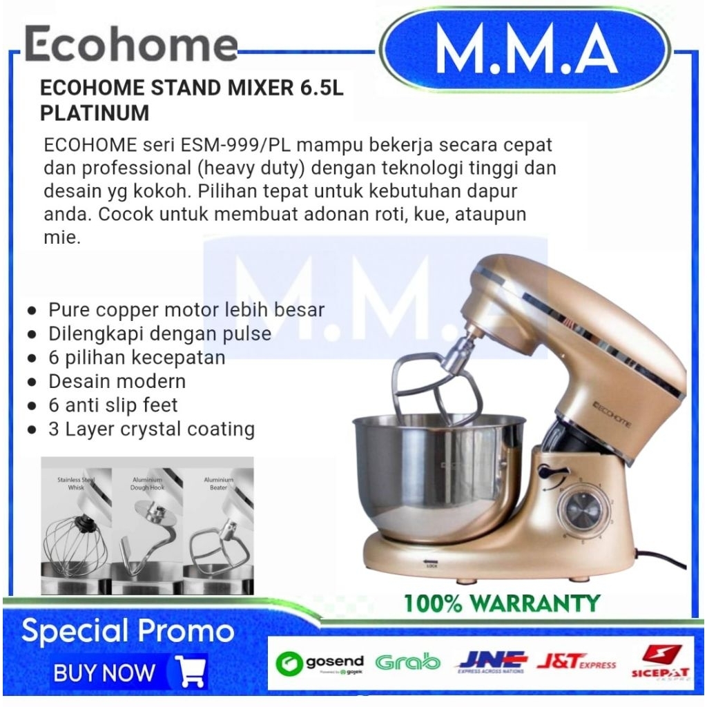 ECOHOME STAND MIXER 6.5 LITER ESM-999 PREMIUM MIXER ECOHOME ESM 999 PREMIUM