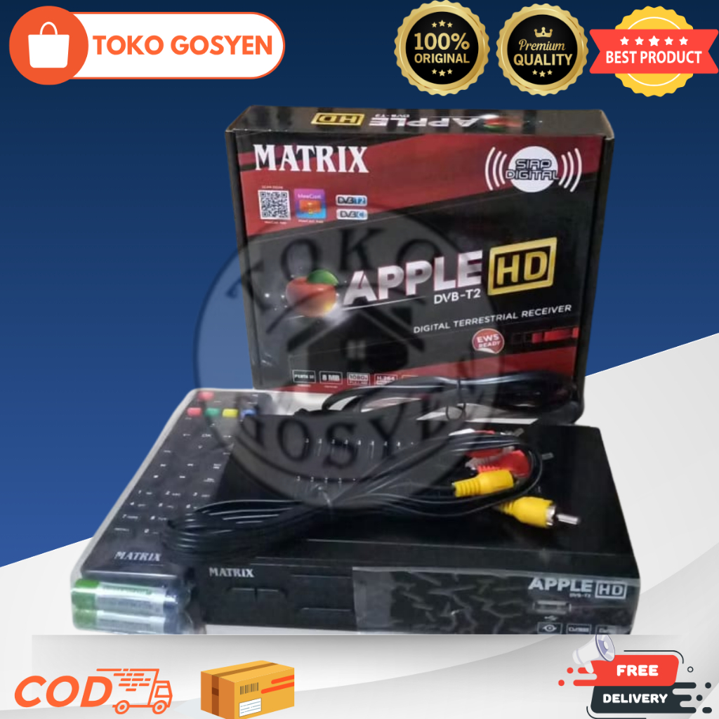 Set Top Box Matrix Apple Merah DVB-T2 – TV Digital HD, Support Semua TV & Antena