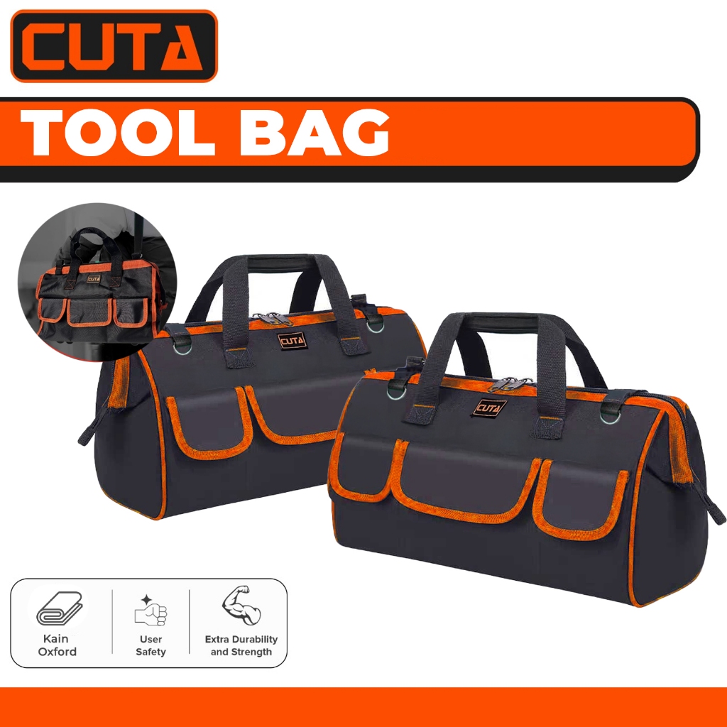 CUTA Tool Bag Tas Perkakas Toolbag Perkakas Kain Oxford Anti Air 13/16/18 Inch Dengan Tali Strap