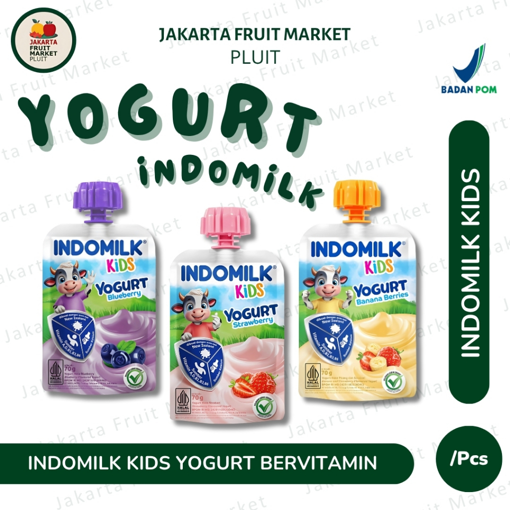 

INDOMILK KIDS YOGURT STRAWBERRY/BLUEBERRY/BANANA
