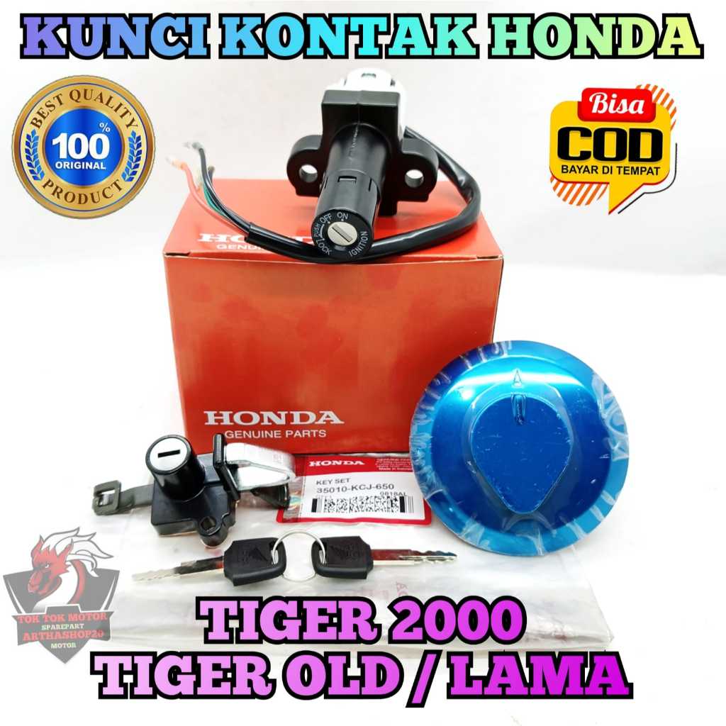 Kunci kontak asli original motor honda tiger old / lama , tiger 2000 konci stop kontak satu set key 