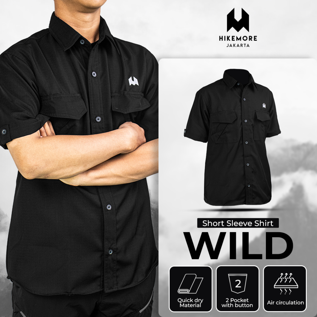 Kemeja Pria Lengan Pendek Lapangan Outdoor Hikemore Wild Terbaru