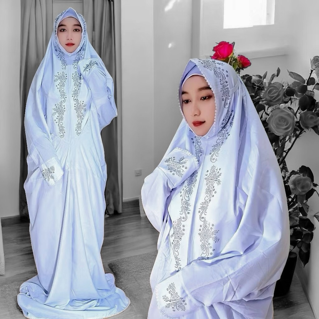 MUKENA TERUSAN DEWASA PAYET CANTIK ELEGAN KATUN POLINO MIKRO PREMIUM SILK SEMI SUTERA SUTRA MUKENAH 