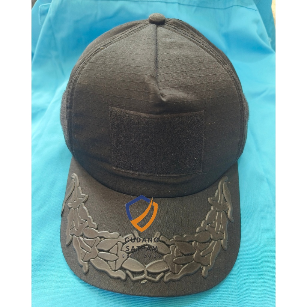 Topi Jaring Tactical Padi Kapas Rubber Karet - Topi Jaring Hitam Gol IV Rubber - Topi Jaring Rubber 