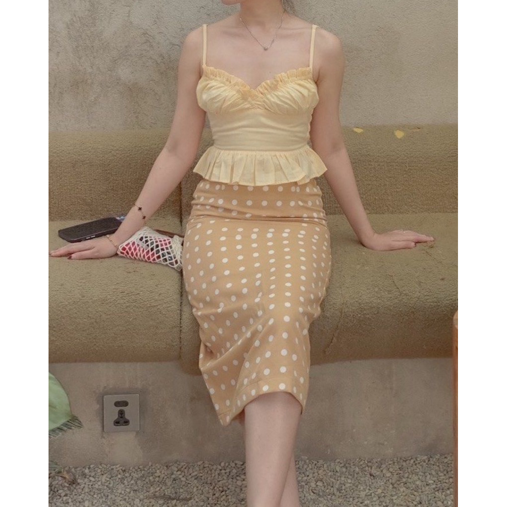 viorth apparel polkadot brown skirt