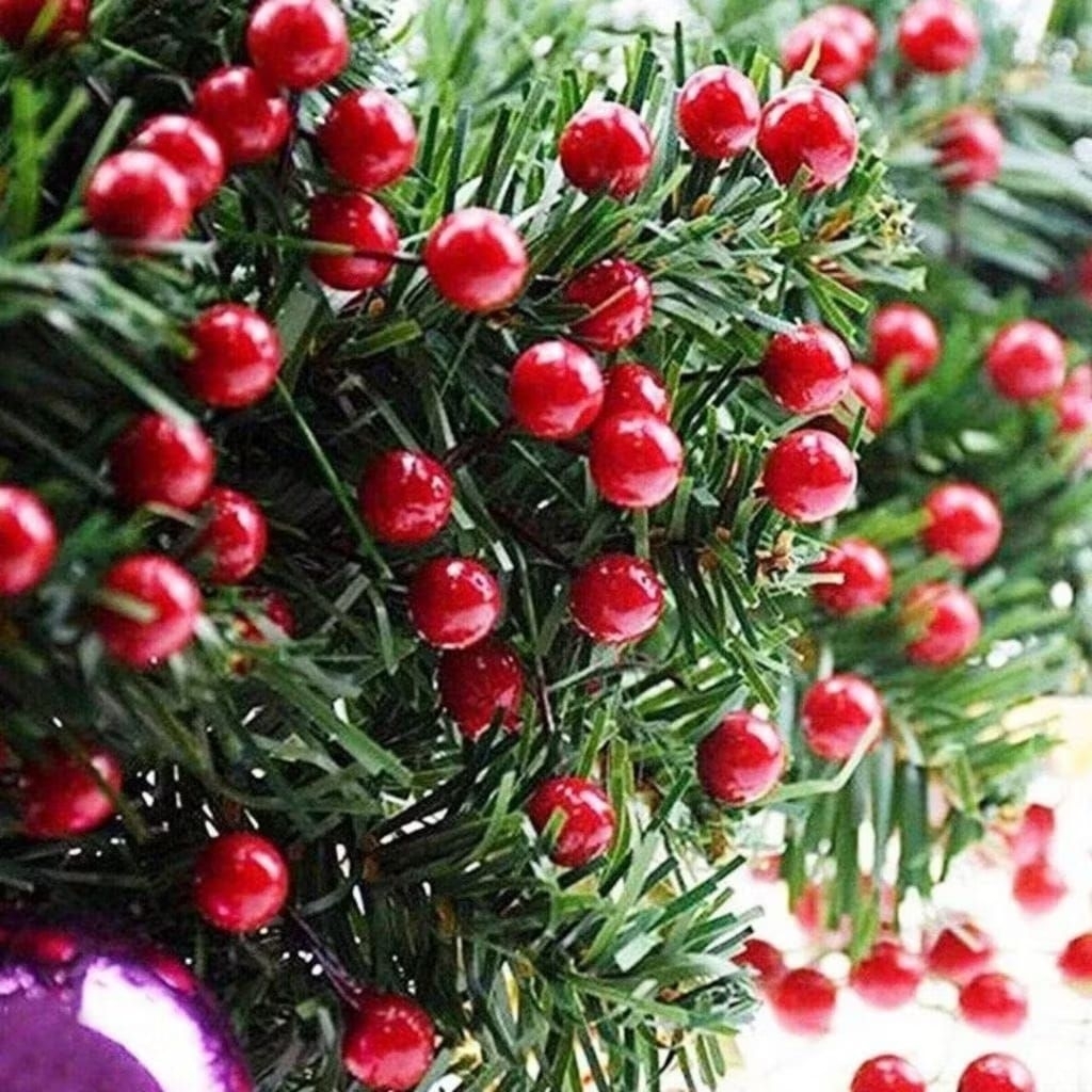 

100 PCS Cherry Natal Christmas Biji Ceri Berries Hiasan Pohon Natal / Cake Topper Hiasan Kue Bola Emas Silver Merah Cherry