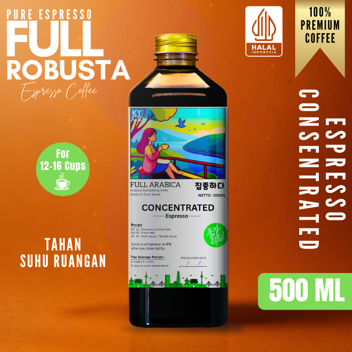 

Espresso cair Full Arabika 500ML kopi konsentrat Concentrated | kopi konsentrat | Halal indonesia | Aceh gayo | Kopi susu | Medium dark - Kiyowo Coffee