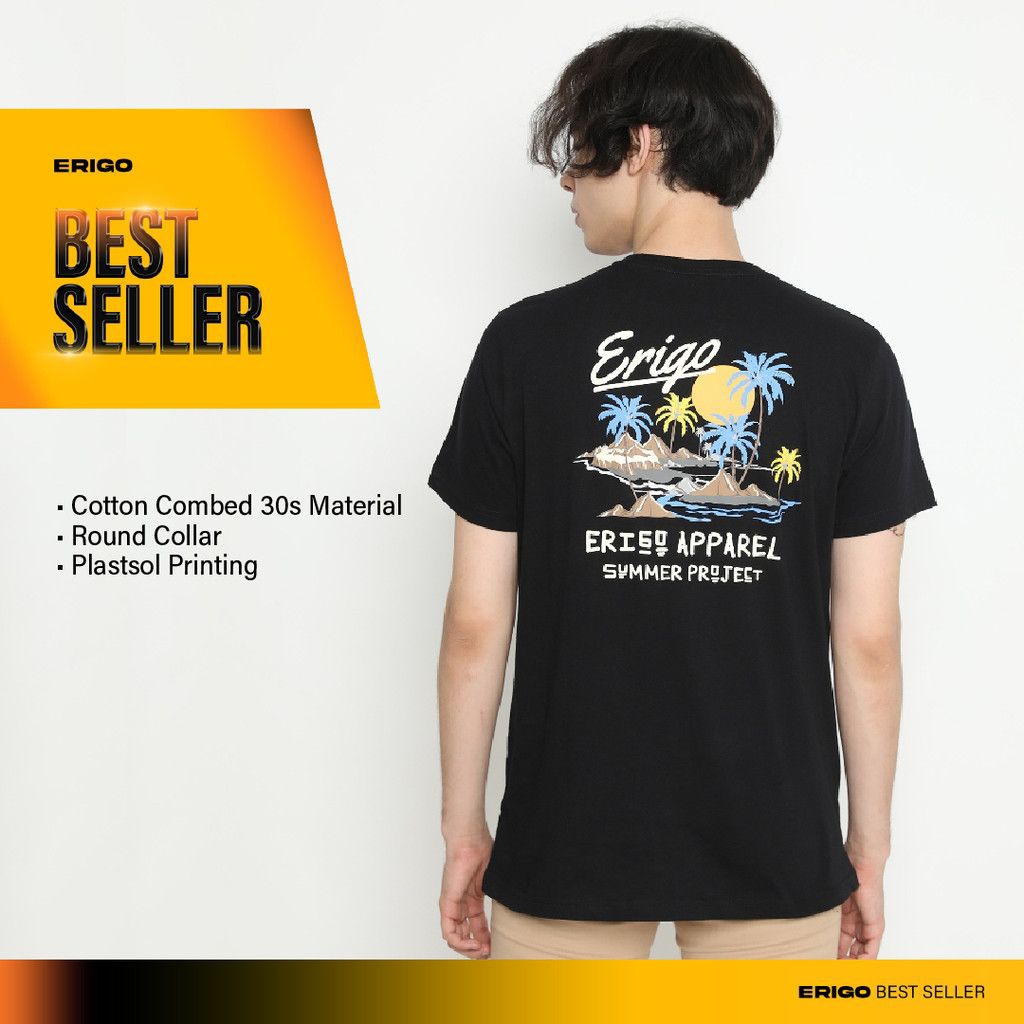 NEW Erigo T-shirt Summer Project Black Size M Kaos Original