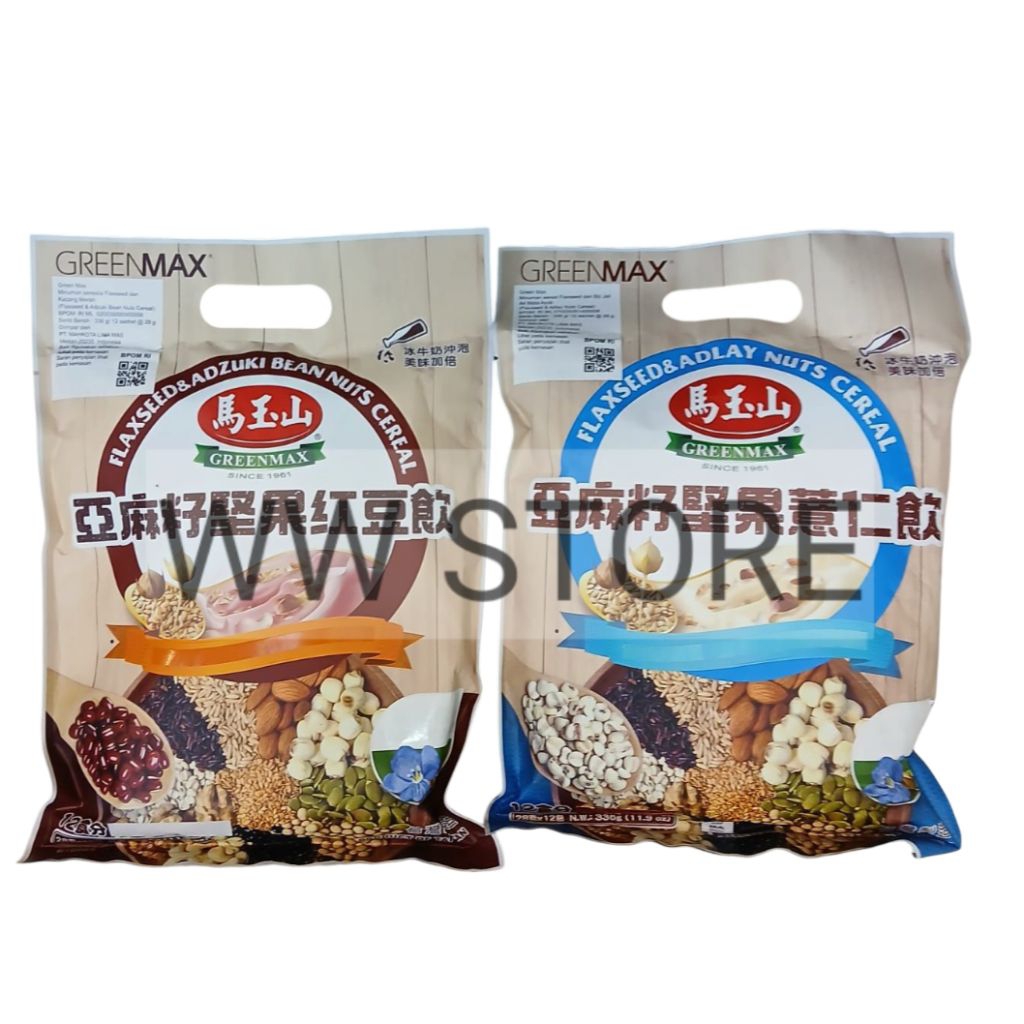 

Serbuk minuman sereal flaxseed dan kacang merah / biji hanjeli jali - jali air mata Ayub Coix lacryma- jobi halal MUI Taiwan GREENMAX GREEN MAX ADLAY millet Job's Tears / ADZUKI Red Bean NUTS CEREAL 336g ( 12x28g )