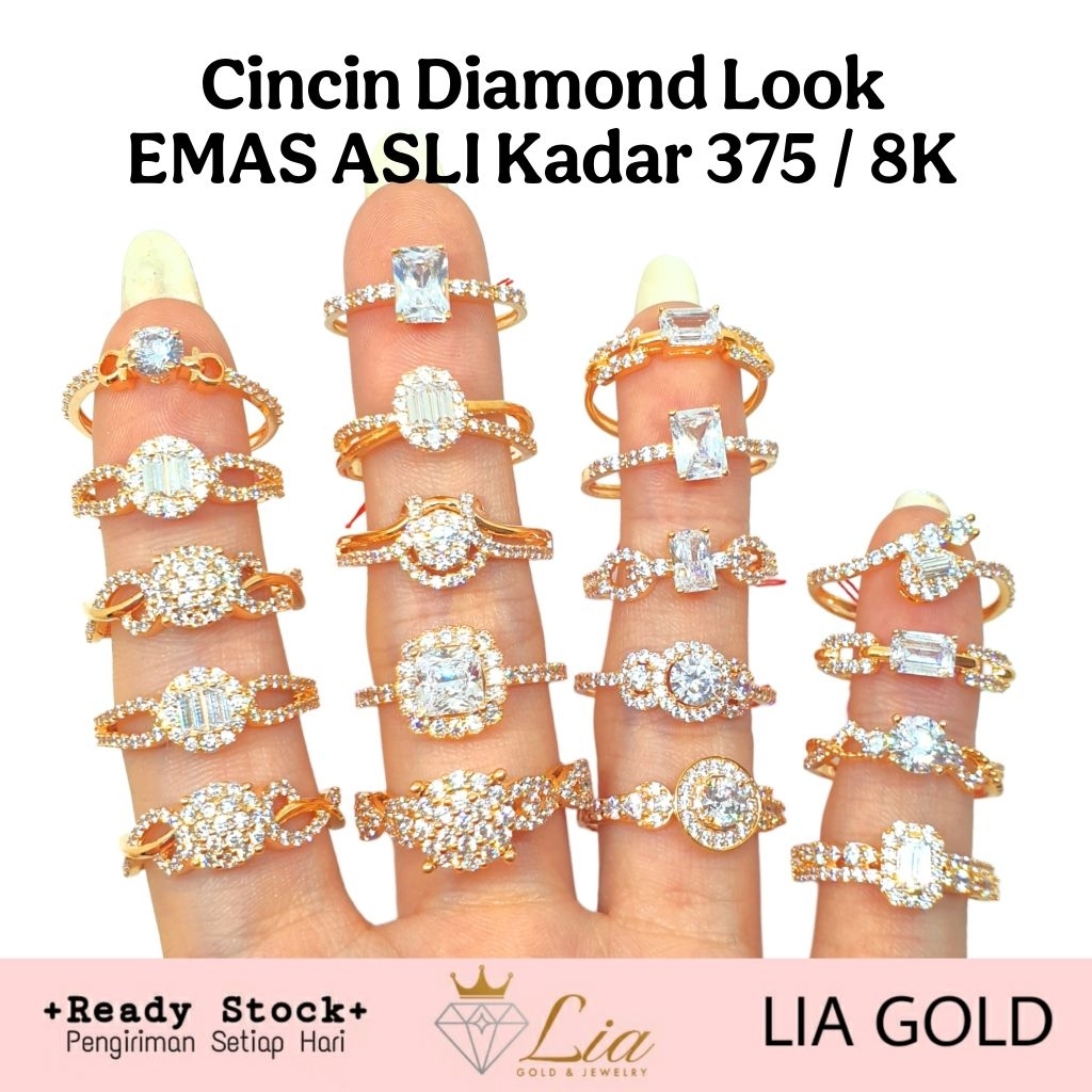 Cincin Cantik EMAS Asli Kadar 300 & 375    ER41 ( TOKO MAS LIA GOLD BEKASI )