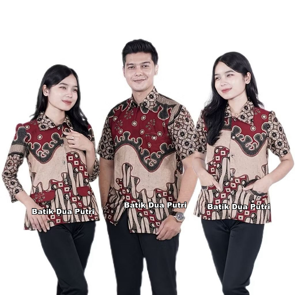 Atasan Batik Couple Blouse Kemaja Pria Modern Sku Paradise