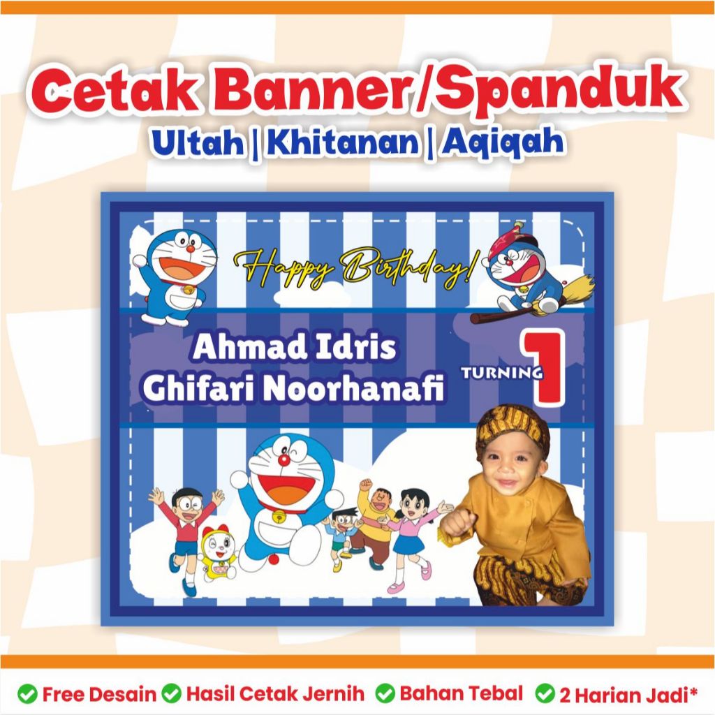 Banner Spanduk Ultah/ Khitan/ Nikahan/ Aqiqah Custom Desain Murah