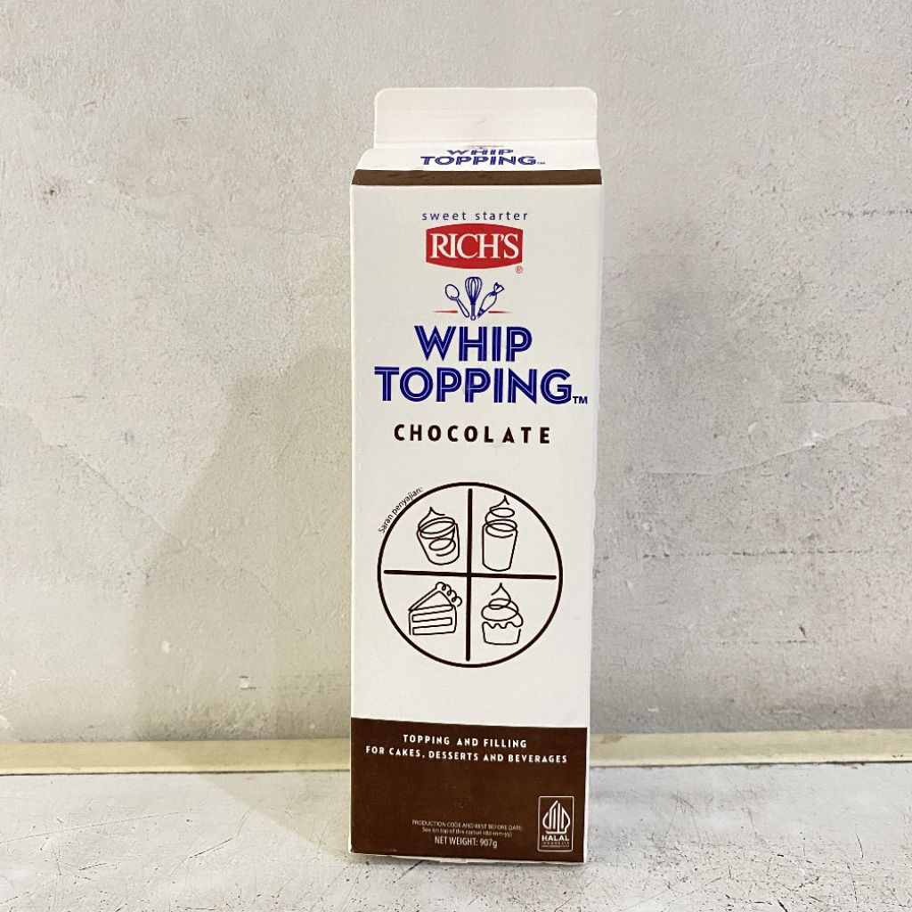

Rich's whip topping chocolate 907ml | rich coklat | rich's whipping rasa cokelat