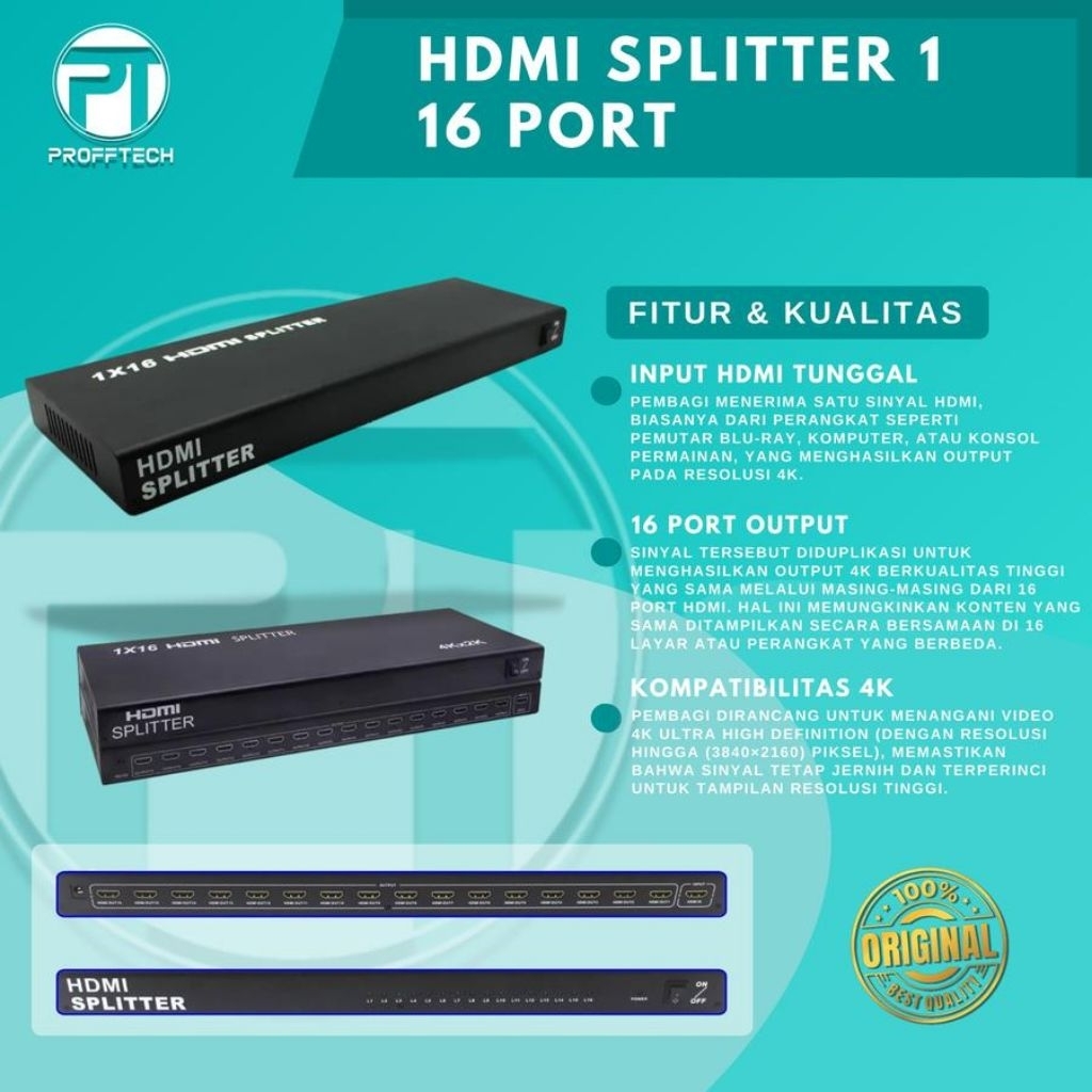 Profftech HDMI Splitter 16 Port 4Kx2K V1.4  hdmi splitter 1 in to 16 output TV
