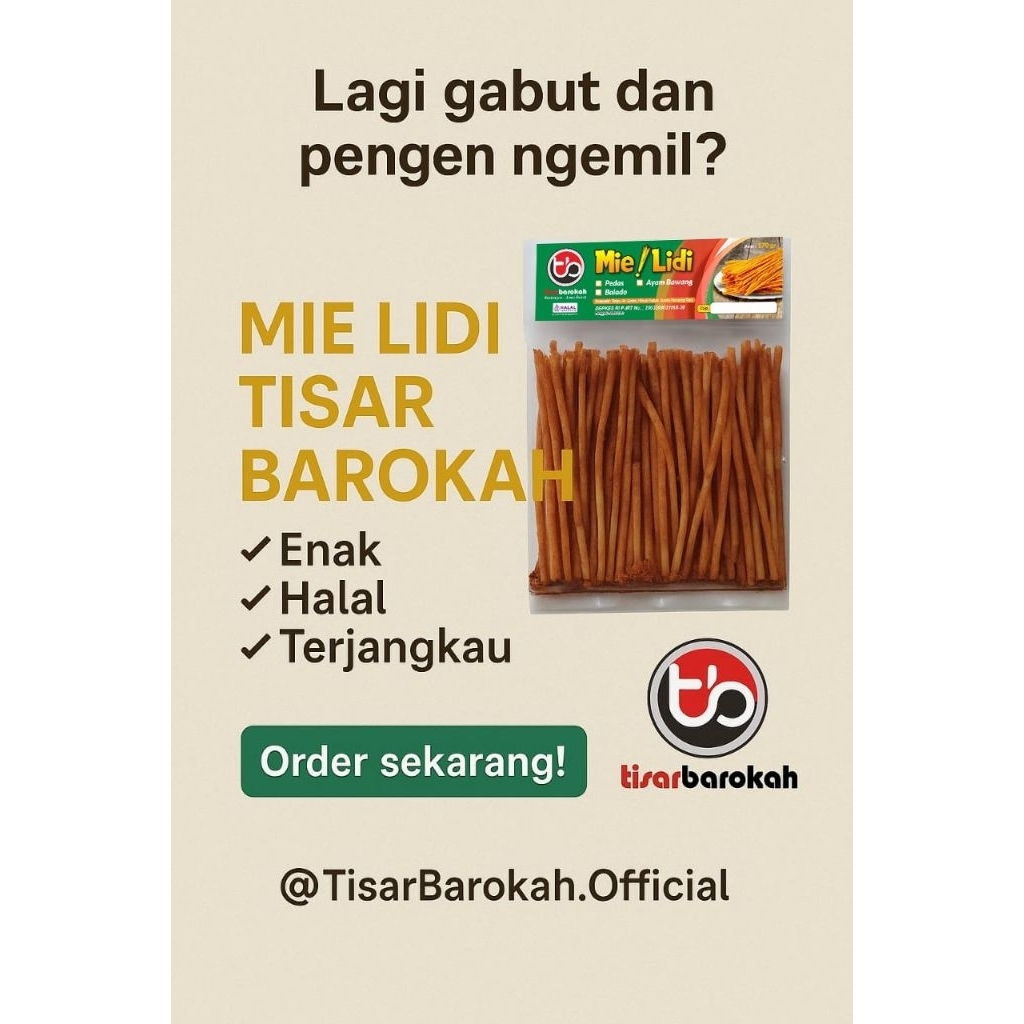 

Mie lidi tebal 170 gram rasa ayam bawang, balado dan pedas