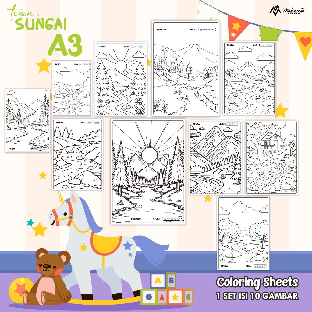 

KERTAS MEWARNAI EDUKASI ANAK TEMA SUNGAI READY STOCK - COLORING SHEET ISI 10 LEMBAR UKURAN A3