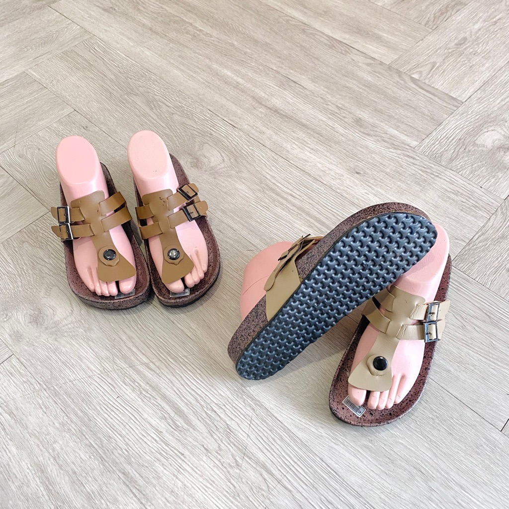 SENDAL BIRKEN JAPIT PREMIUM SENDAL RUMAHAN TWO BELT BY AYUCITRA.BAGS