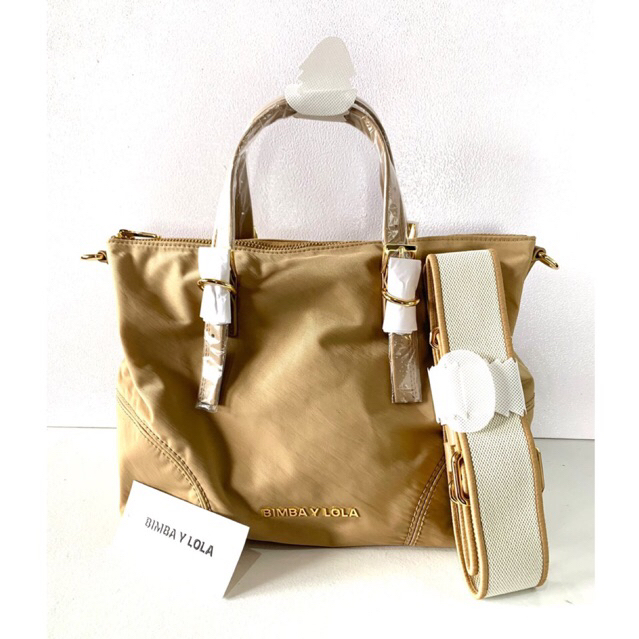 Tas Branded Tote Shopper Bag Tan Nylon