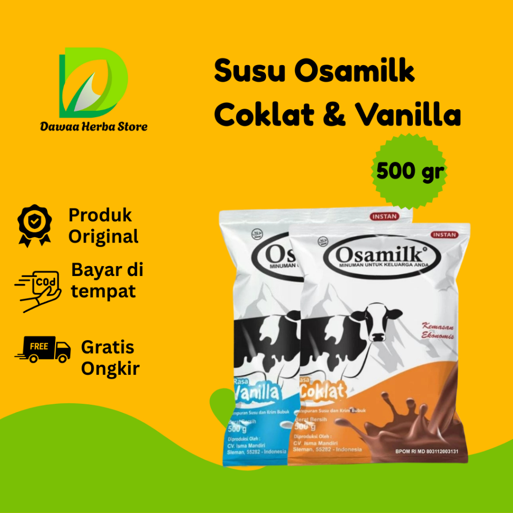 

Osamilk - Susu Sapi 500gr - Rasa Vanilla dan Coklat