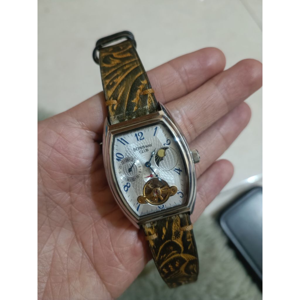 Jam vintage Bosswayclub original AT movement, moonphase aktif. muluss, unit only, harga nett