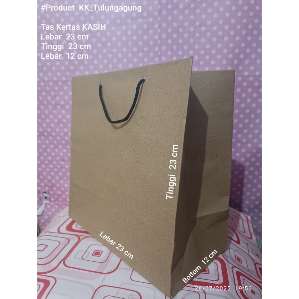 

Tas Kertas / Paperbag KASIH Polos Coklat 23x23x12