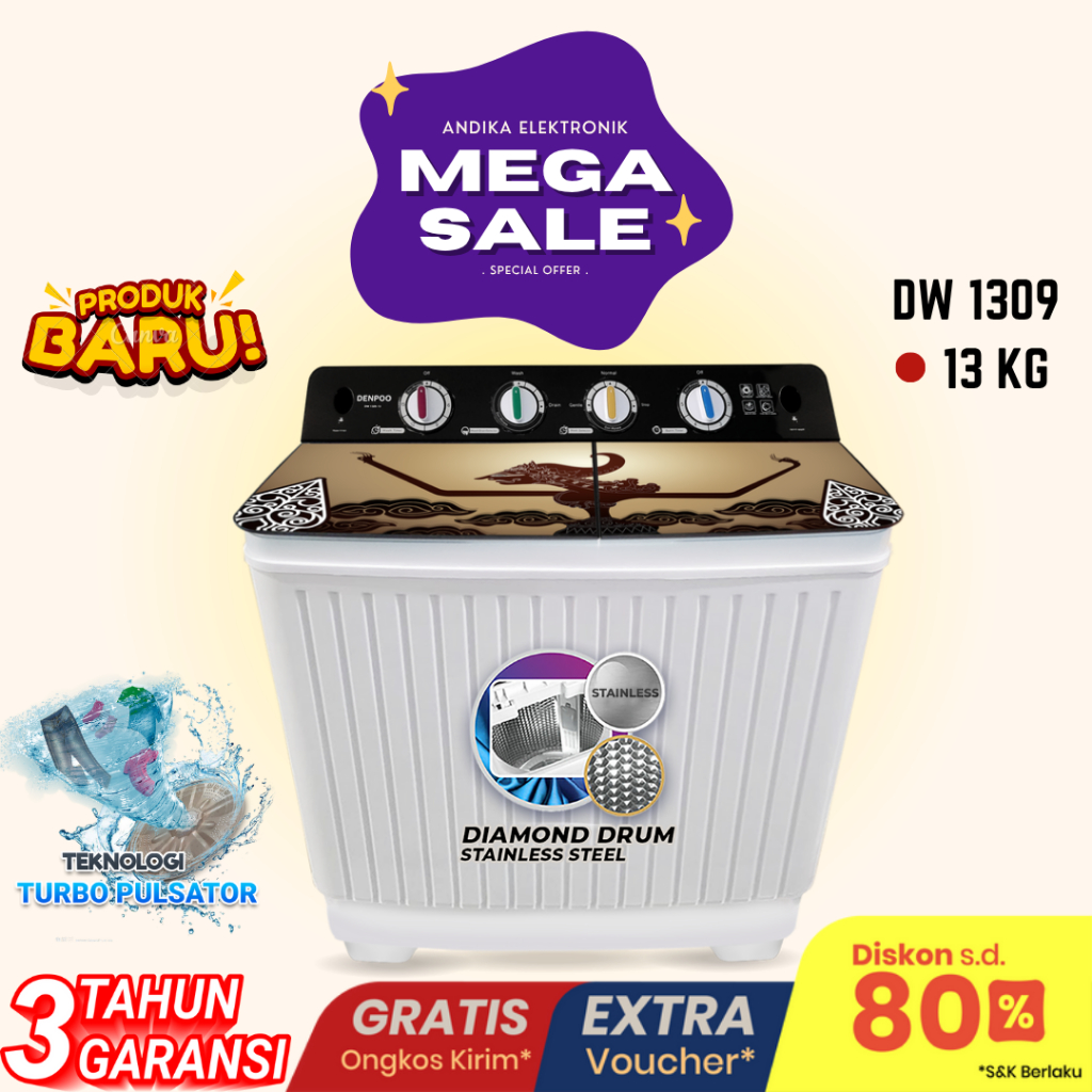 Mesin Cuci Denpoo 13 KG DW 1309