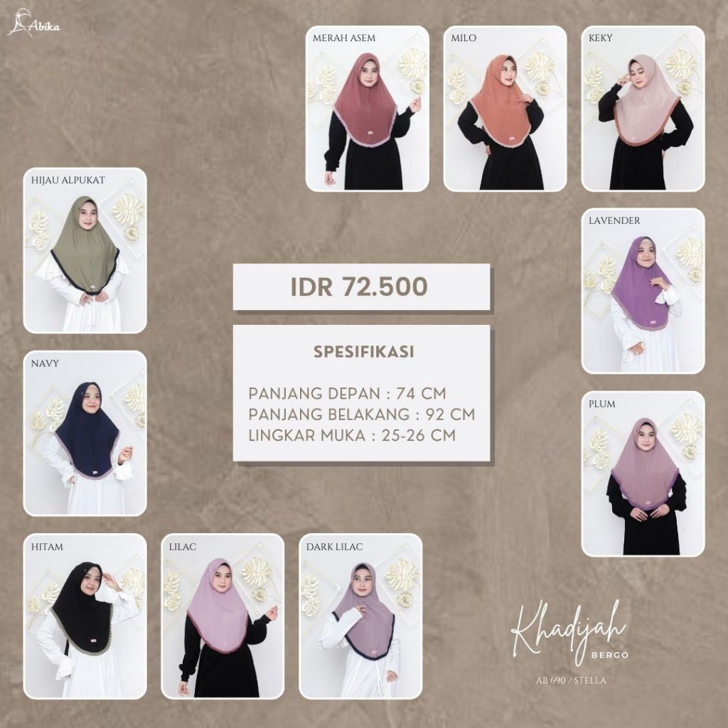 ABIKA HIJAB | BERGO KHADIJAH | Gallery Aminah New