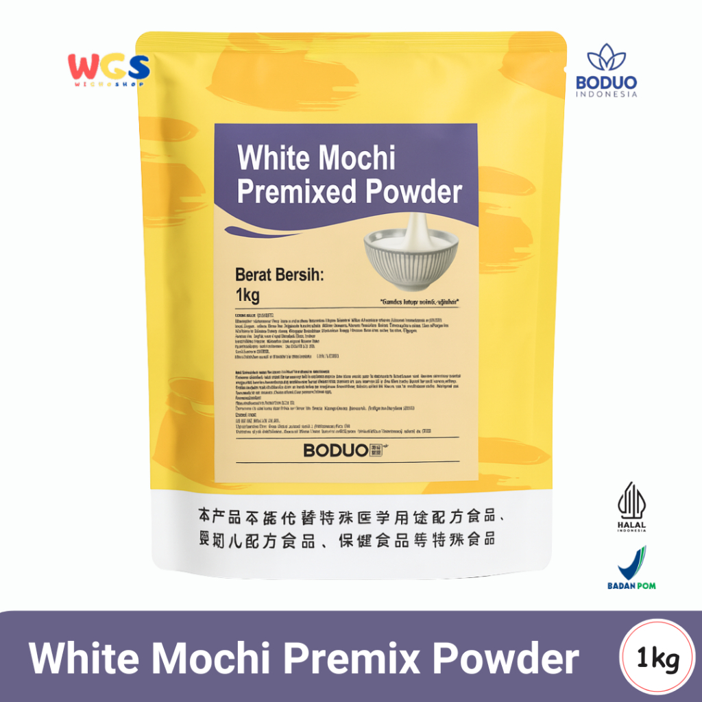 

BODUO White Mochi Premixed Powder 1kg – Bubuk Mochi Lembut Siap Pakai untuk Dessert & Minuman