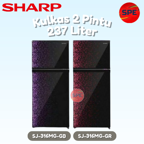 KULKAS 2 PINTU SHARP KAPASITAS 237 LITER SJ-316MG-GB/GR GARANSI RESMI (MEDAN)