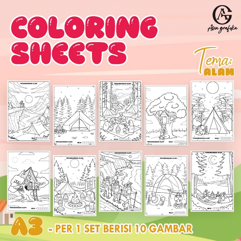 

(A3) KERTAS MEWARNAI ANAK - COLORING SHEETS SERIES 2 LENGKAP - LEMBAR MEWARNAI ANAK PAUD/TK/SD
