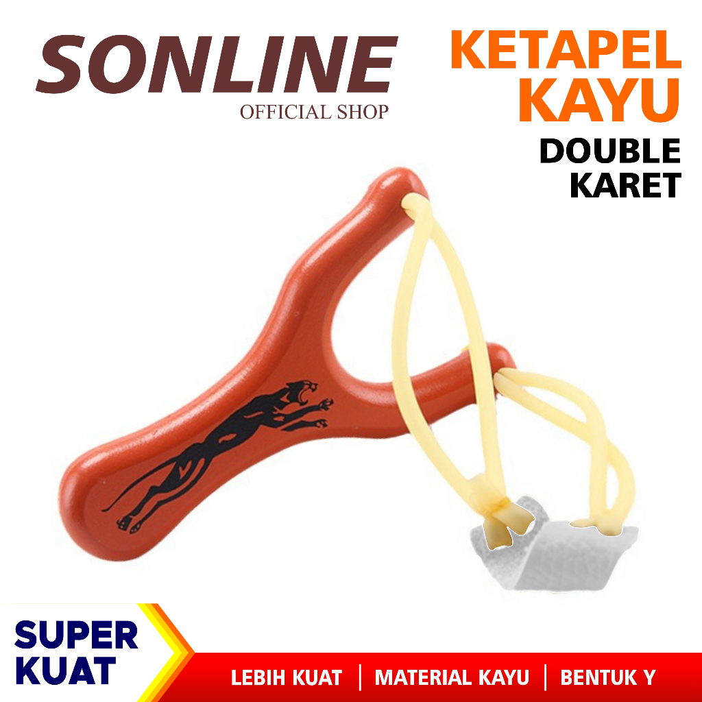 SONLINE Mainan Ketapel Kayu Polos Plitur Perangkap Ikan Kuat dan Kokoh