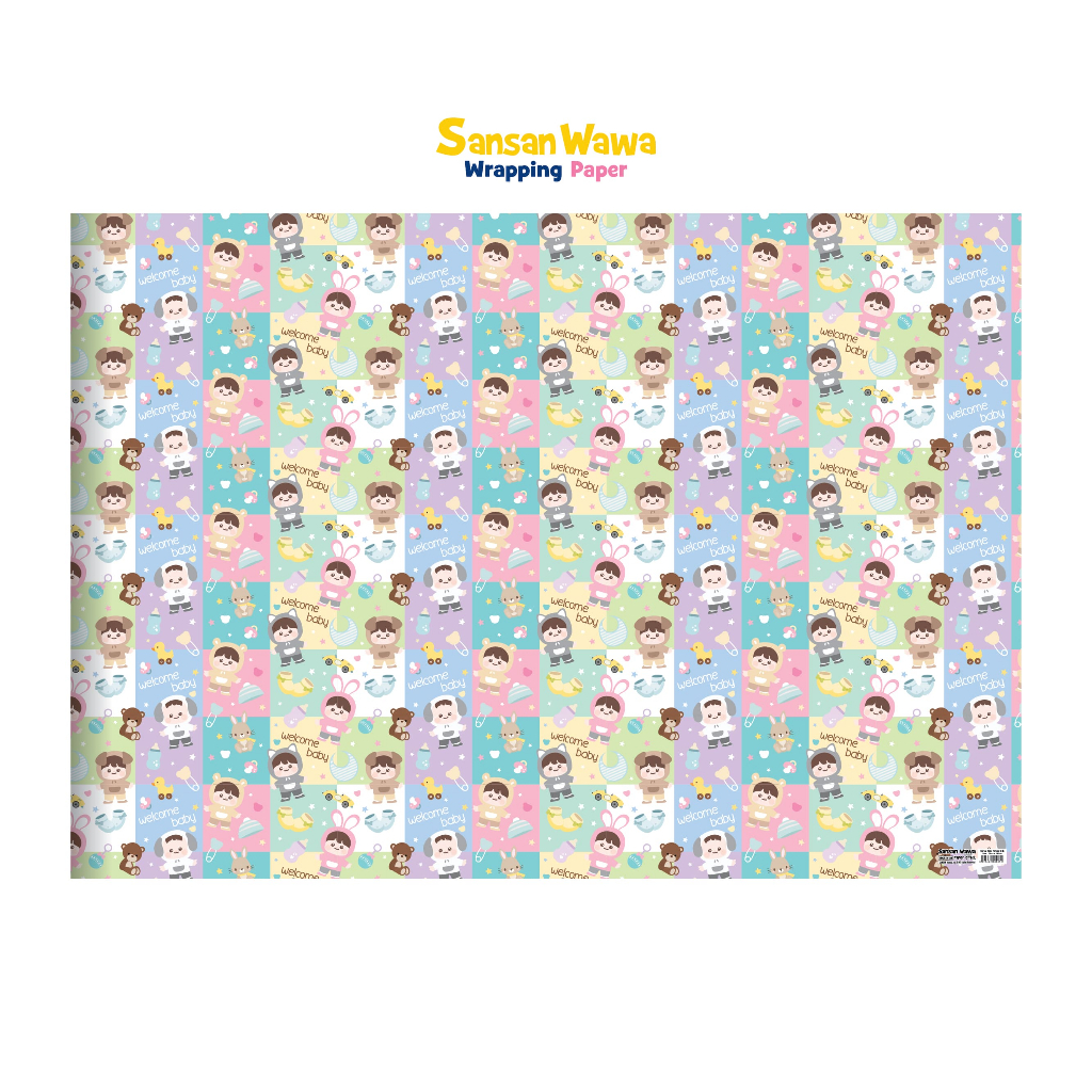 

(Paket 5 lembar) Motif Baby Kertas Kado jumbo Sansan Wawa uk 70 x 100cm - wrapping paper untuk birthday ulang tahun gift