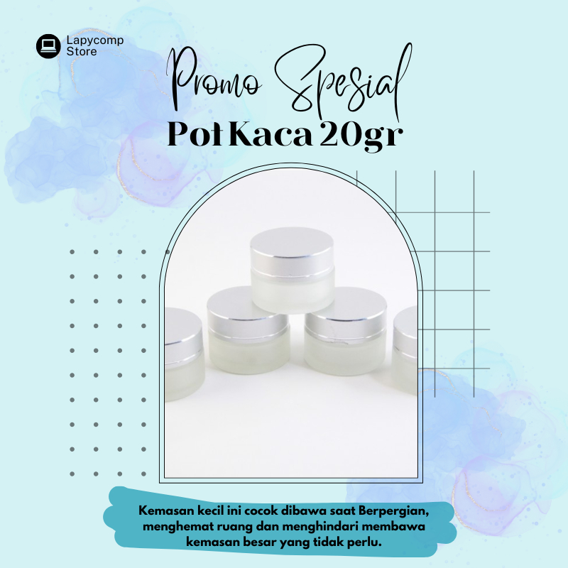 POT SHARE IN JAR KACA 20 GR POT BENING/DOFF - TUTUP SILVER/GOLD ADA INNER LID - POT MEWAH MINIMALIS