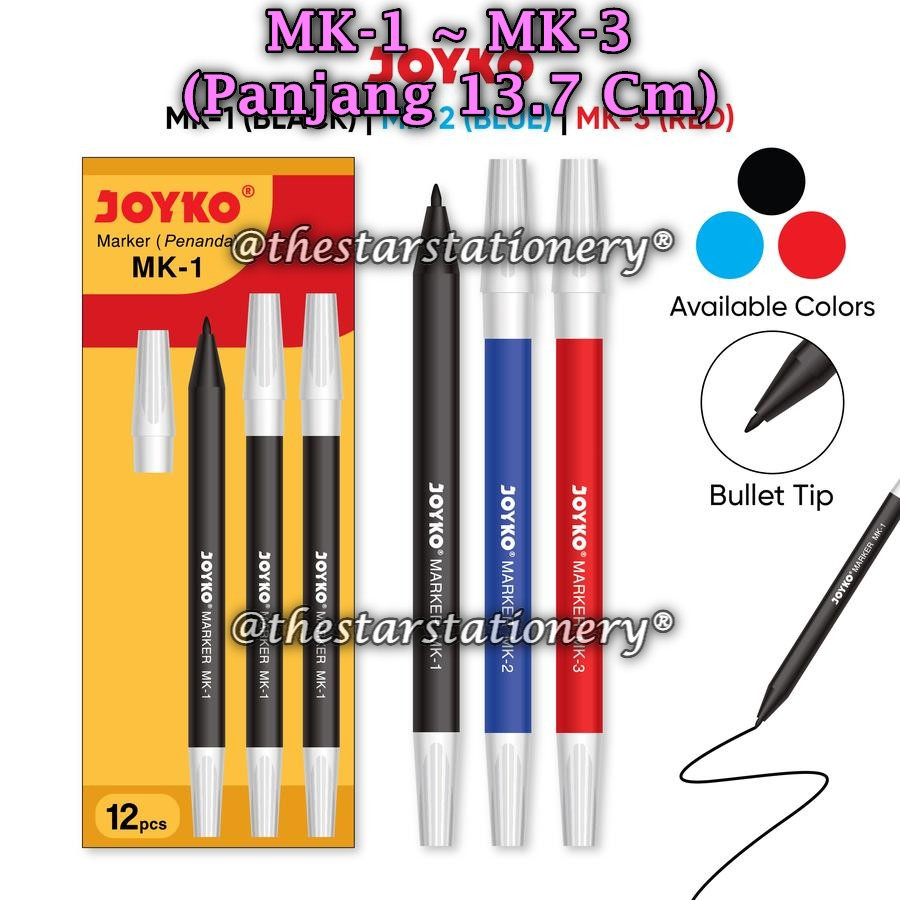 

(1 Biji) Spidol JOYKO MK-1 MK-2 MK-3 / Spidol Penanda Marker Joyko MK-1 MK-2 MK-3 (1 Biji)