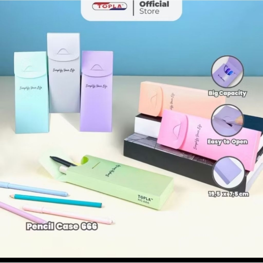 

PENCIL case 666 kotak pensil plastik warna pastel untuk sekolahan anak -ank Topla