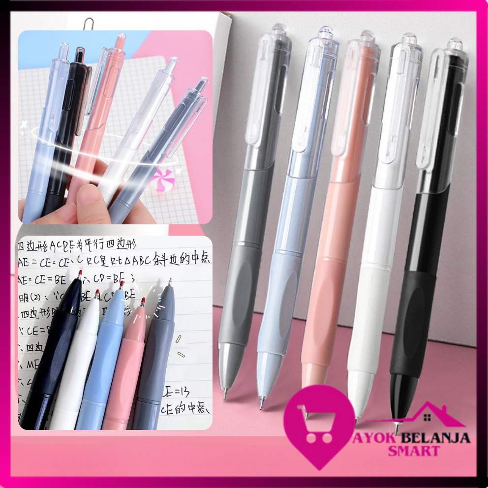 

ABS Pulpen Gel Retractable 0.5mm Pena Cetekan Warna Polos Tinta Hitam Pena Aesthetic Cepat Kering Pen Tinta Gel Mekanik Ujung Lancip Bolpoin Cetek Alat Tulis Kantor Cute Ballpoint School Stationery ATK Murah