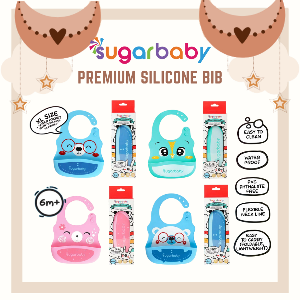 Sugar Baby Premium Silicone BIB XL Size - Celemek Makan Bayi