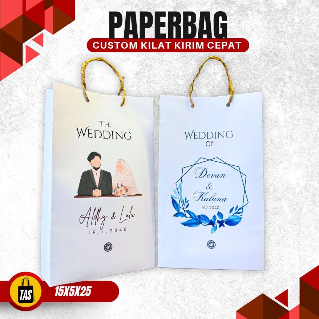 

PaperBag Putih Custom Desain Full color uk.15x5x25 Bahan Tebal