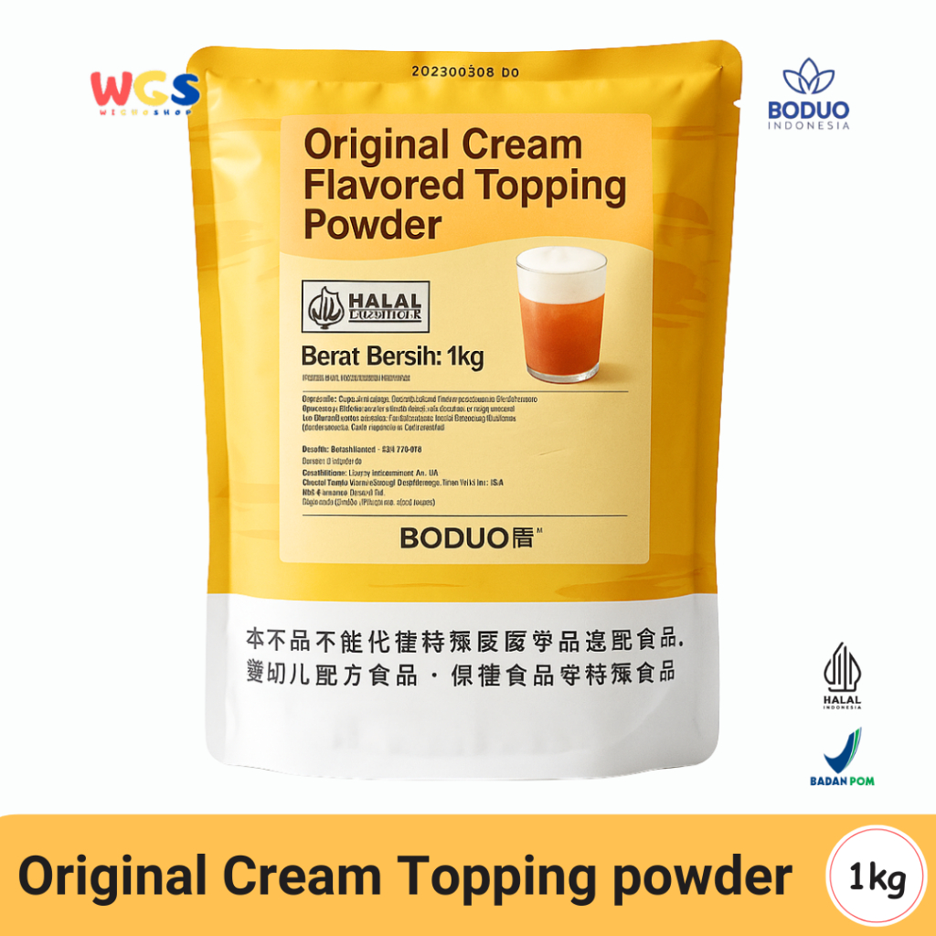 

BODUO Original Cream Flavored Topping Powder 1kg – Bubuk Cream Topping Praktis untuk Minuman
