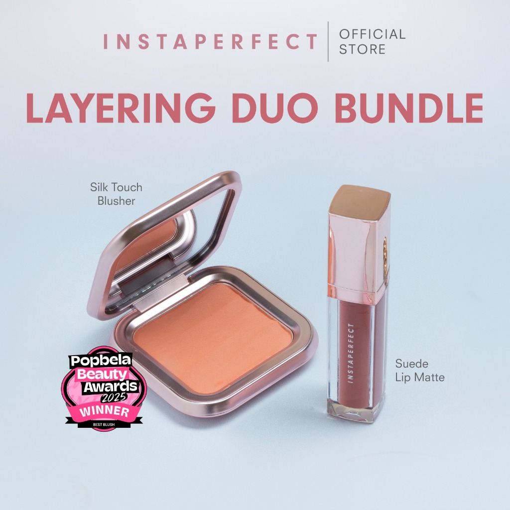 Instaperfect Layering Duo Set Bundle: Silk Touch Blusher + Suede Lip Matte  (MLBB Nude Lip Cream, Co