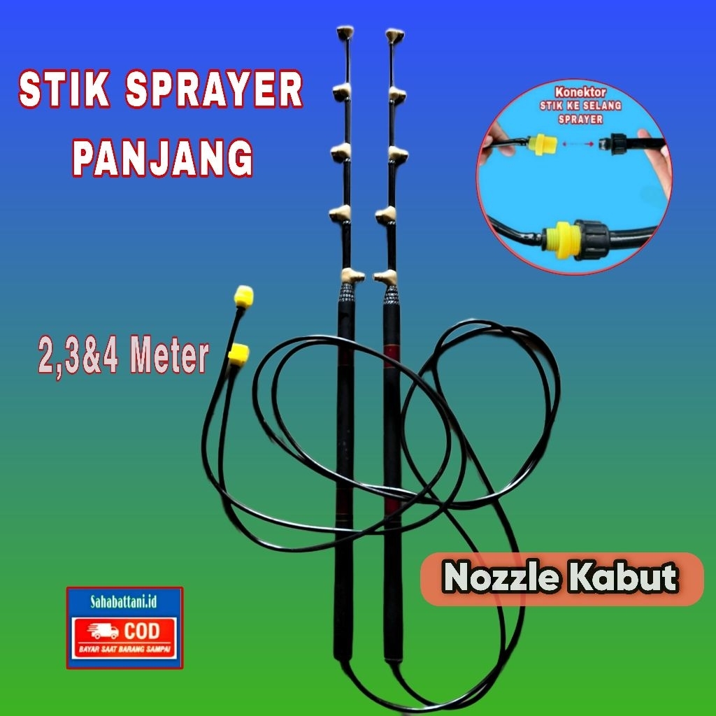 STIK SPRAYER PANJANG 2.5 & 3METER 5 MATA NOZZLE KABUT STIK PERTANIAN SEMPROT HAMA