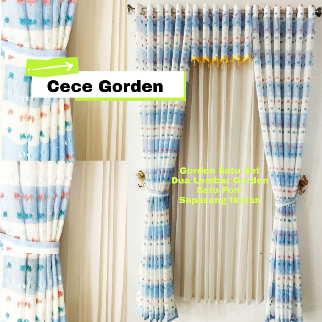 Gorden Satu Set Poni Atas Pintu Ruang Tamu Mewah Elegan