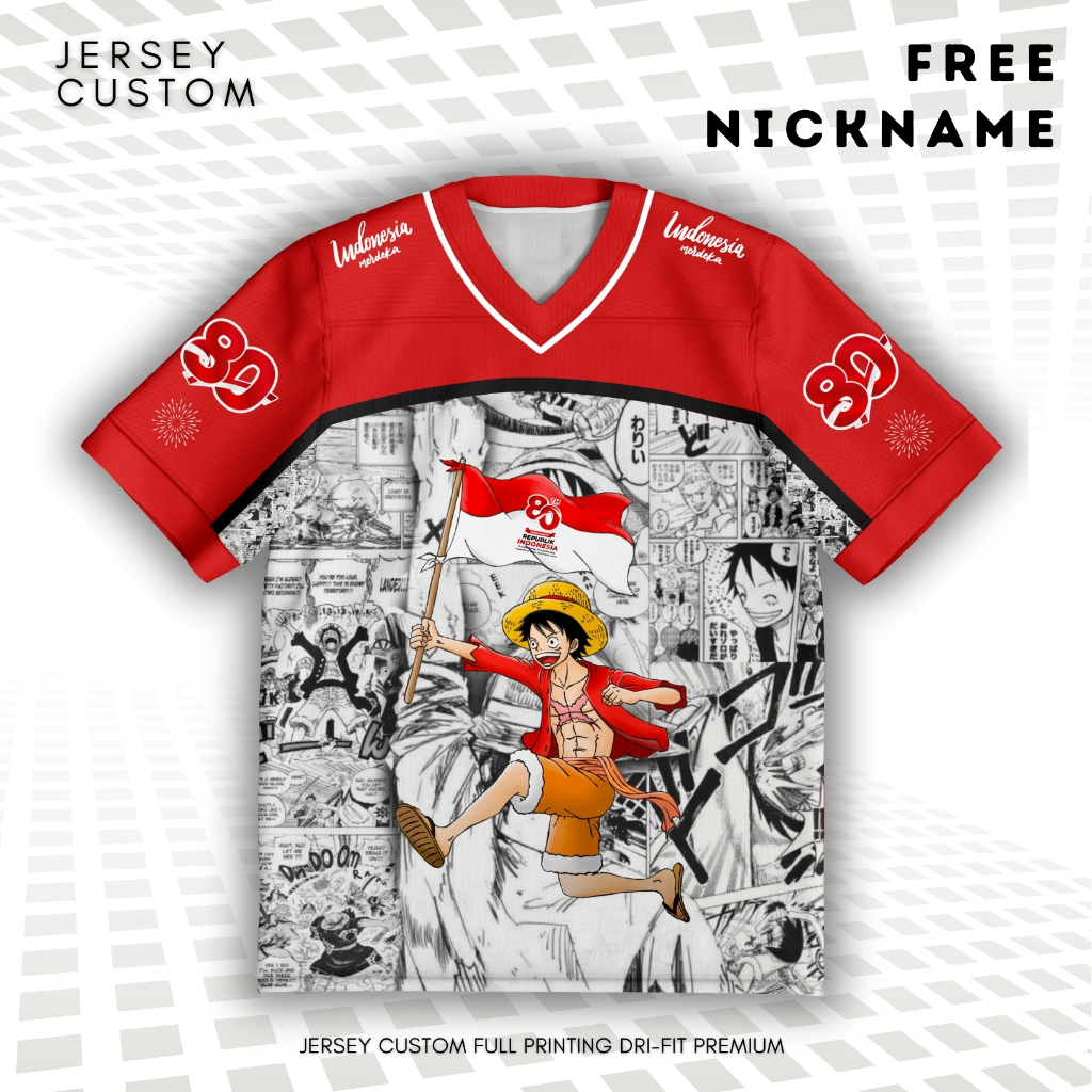 BAJU JERSEY AGUSTUSAN ONE PIECE BAJU JERSEY KARANG TARUNA HUT RI 80 DIRGAHAYU INDONESIA MERDEKA
