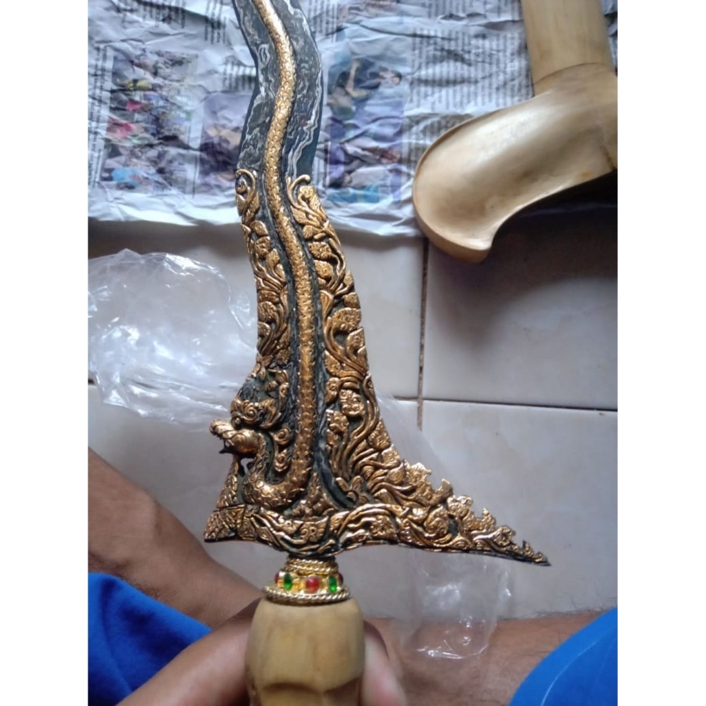 Keris Nogo Sosro Kinatah sepuh emas