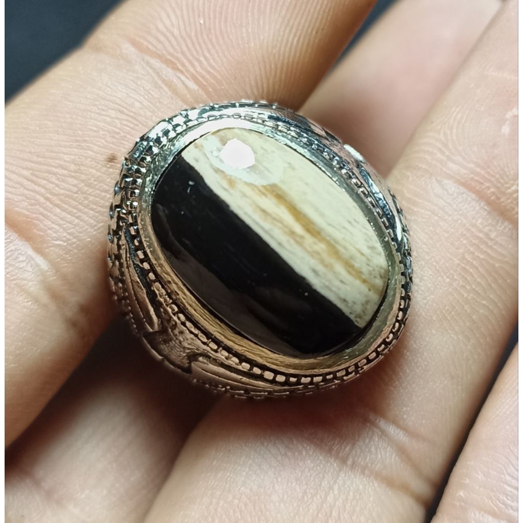 BATU AKIK POSSIL ANTIK HITAM PUTIH