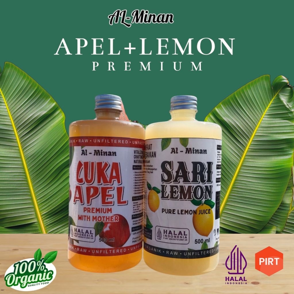 

cuka apel untuk kesehatan dan sari lemon asli murni (APPLE CIDER VINEGAR) kemasan 500ml dan 500 mlh