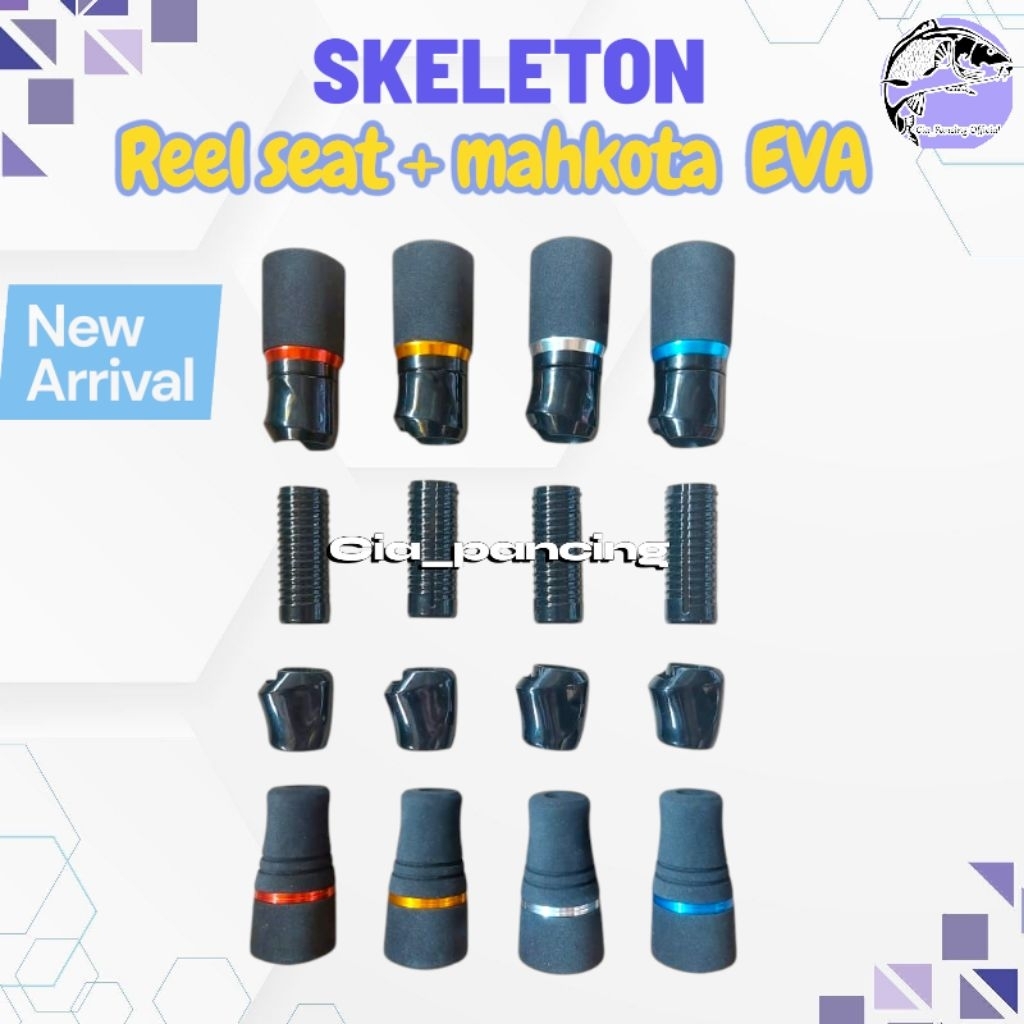 Reel seat skeleton+mahkota EVA/reelseat skeleton set busa Eva/reelseat  custom joran