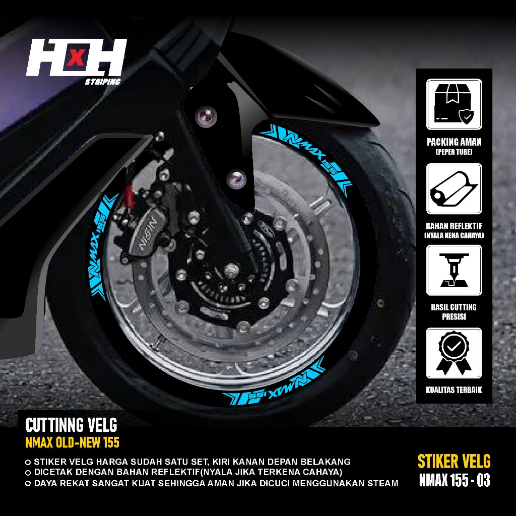 (COD) Cutting Sticker Velg yamaha Nmax 155 turbo connected Stiker Lis Variasi Ban velk nyala 03