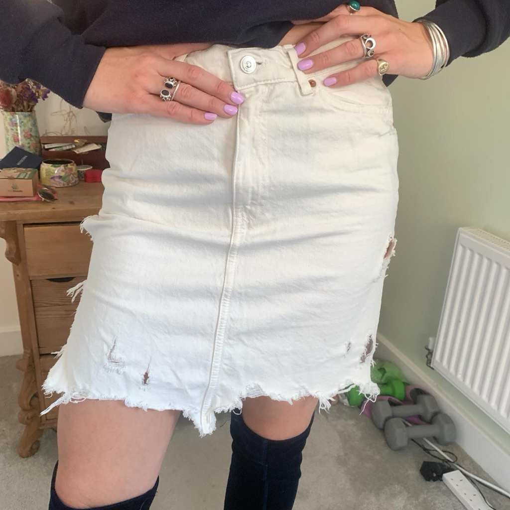 Zara Rok Skirt Denim Putih Preloved