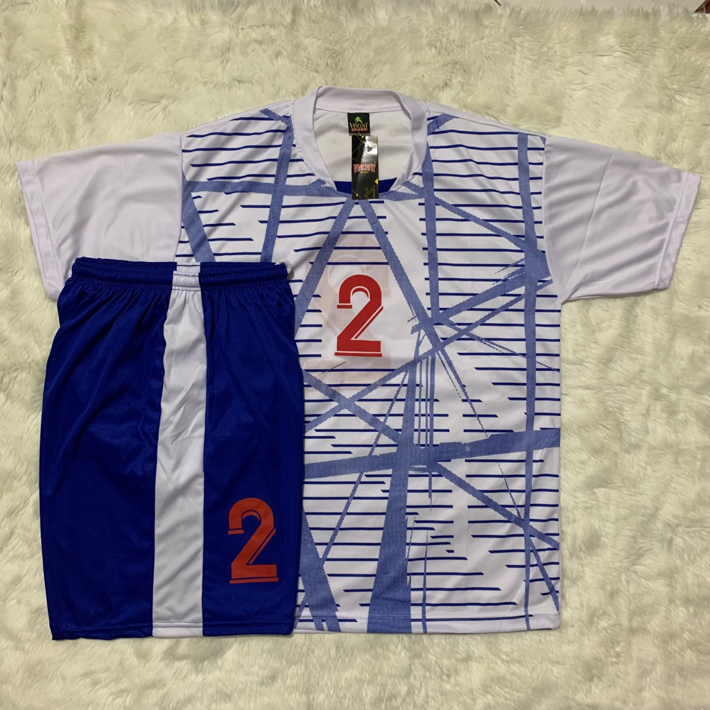 Kaos Team Bola isi 18stel Size L Putih-Biru